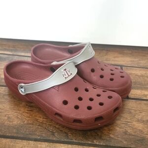 Texas A&M Aggie Maroon Silver Crocs Size XL Men 10-11 Women 12-14​​​
